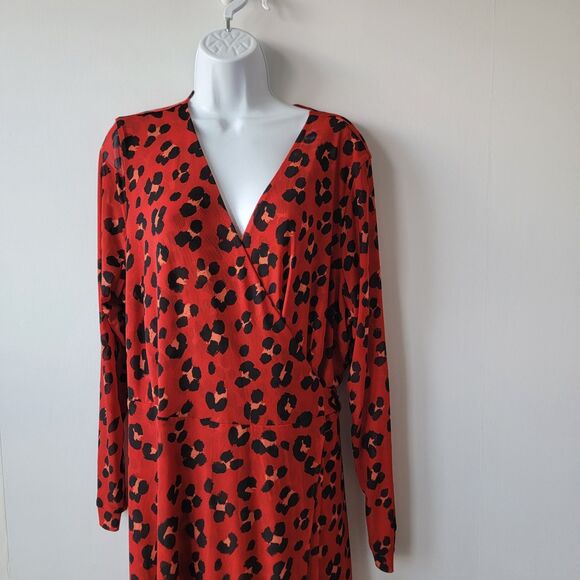 Cabi women’s Siren Wrap Dress size XXL Leopard Animal Print midi long sleeve - Picture 3 of 7